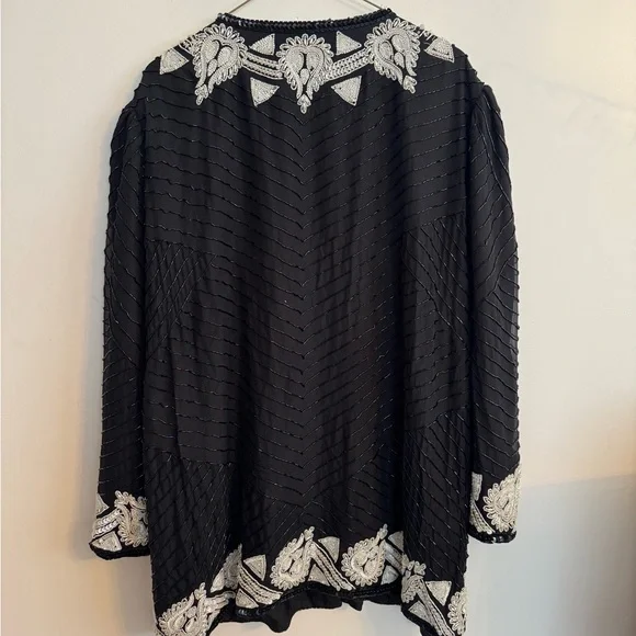 Hand-Embroidered Black Beaded Jacket - Picture 3 of 4